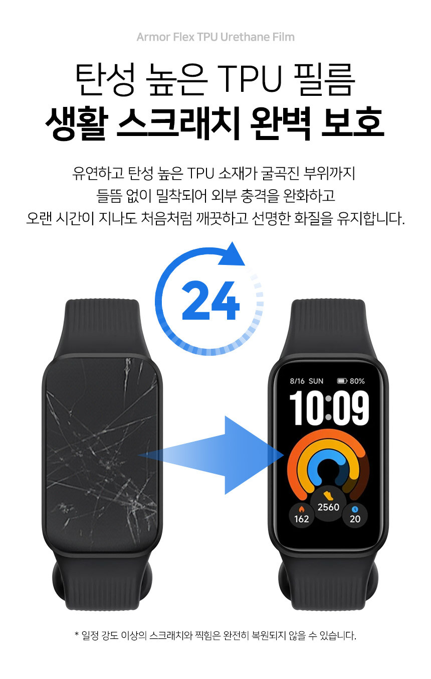 아머 플렉스 TPU 자가복원 풀커버 우레탄 액정보호필름 샤오미 미밴드 11 액티브, 3매입 상세 설명 3