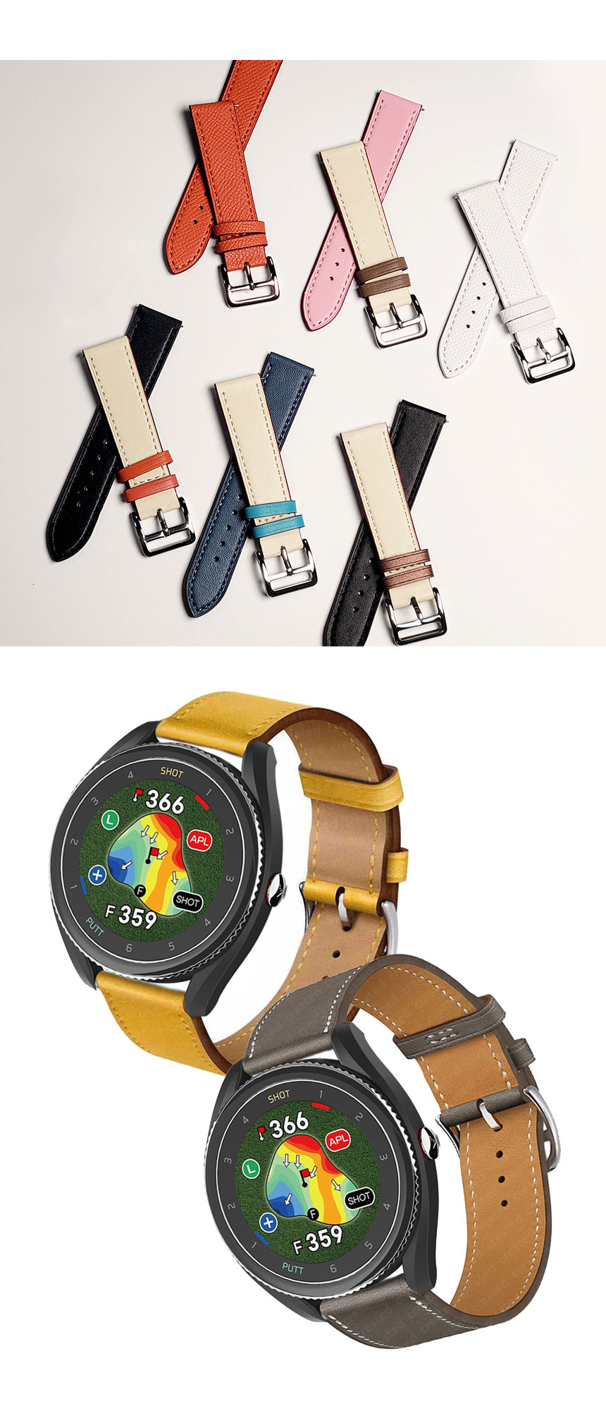 보이스캐디 VOICE CADDIE T9 호환 싱글 투어 레더 스트랩 20mm 밴드 시계줄 줄질 상세 설명 3