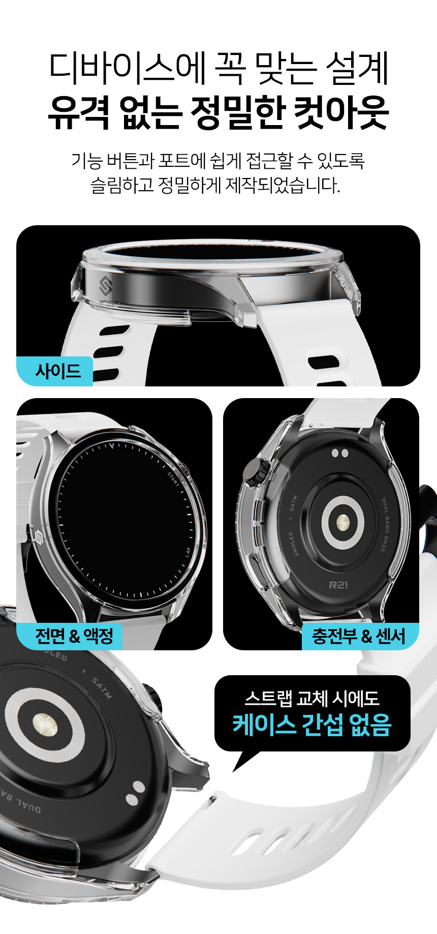 스윙가드 TPU 범퍼 케이스 보이스캐디 러닝워치 뉴런 R21, 투명 상세 설명 5
