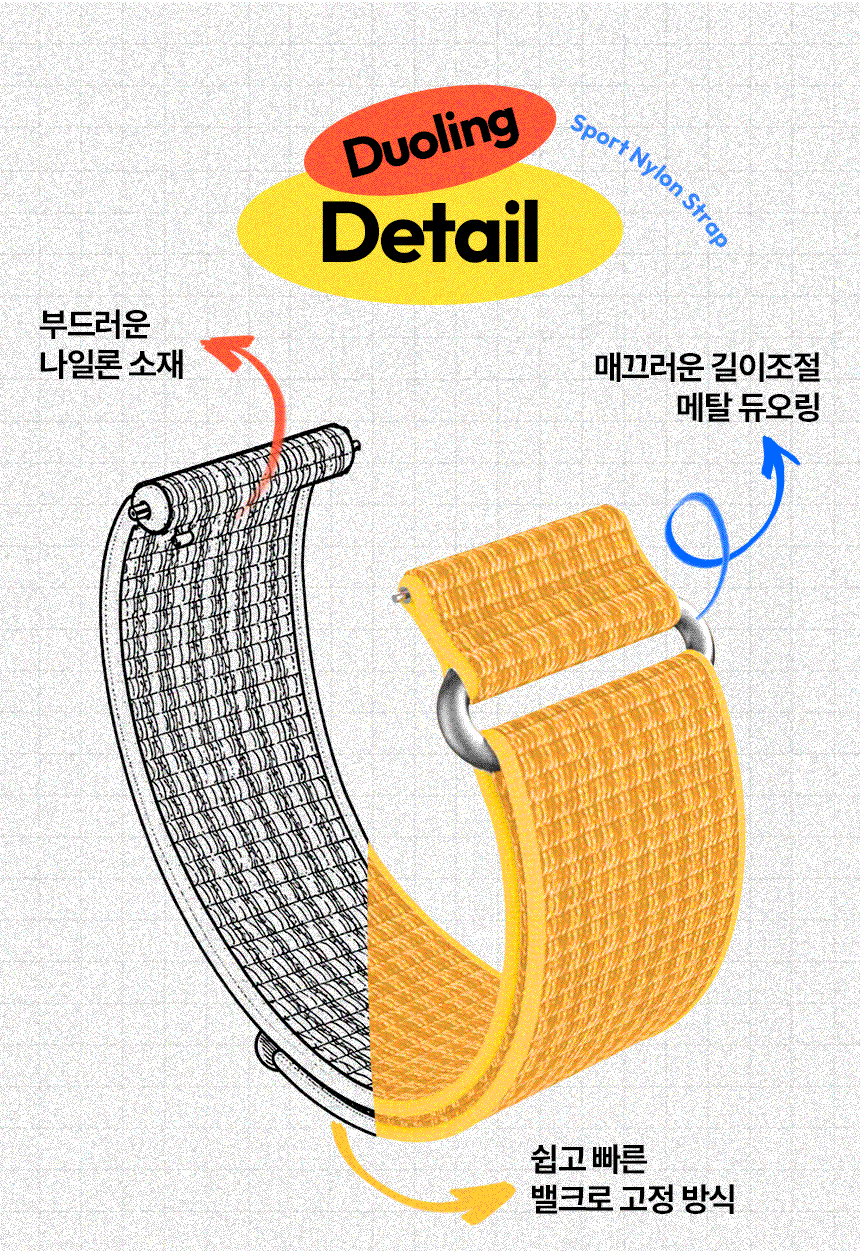 보이스캐디 T13 Pro T12 T11 호환 듀오링 스포츠 나일론 스트랩 22mm 상세 설명 5