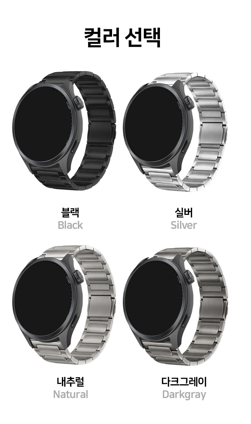보이스캐디 러닝워치 뉴런 R21 호환 플렉서블 링크 프레스티지 스틸 스트랩 22mm 상세 설명 2